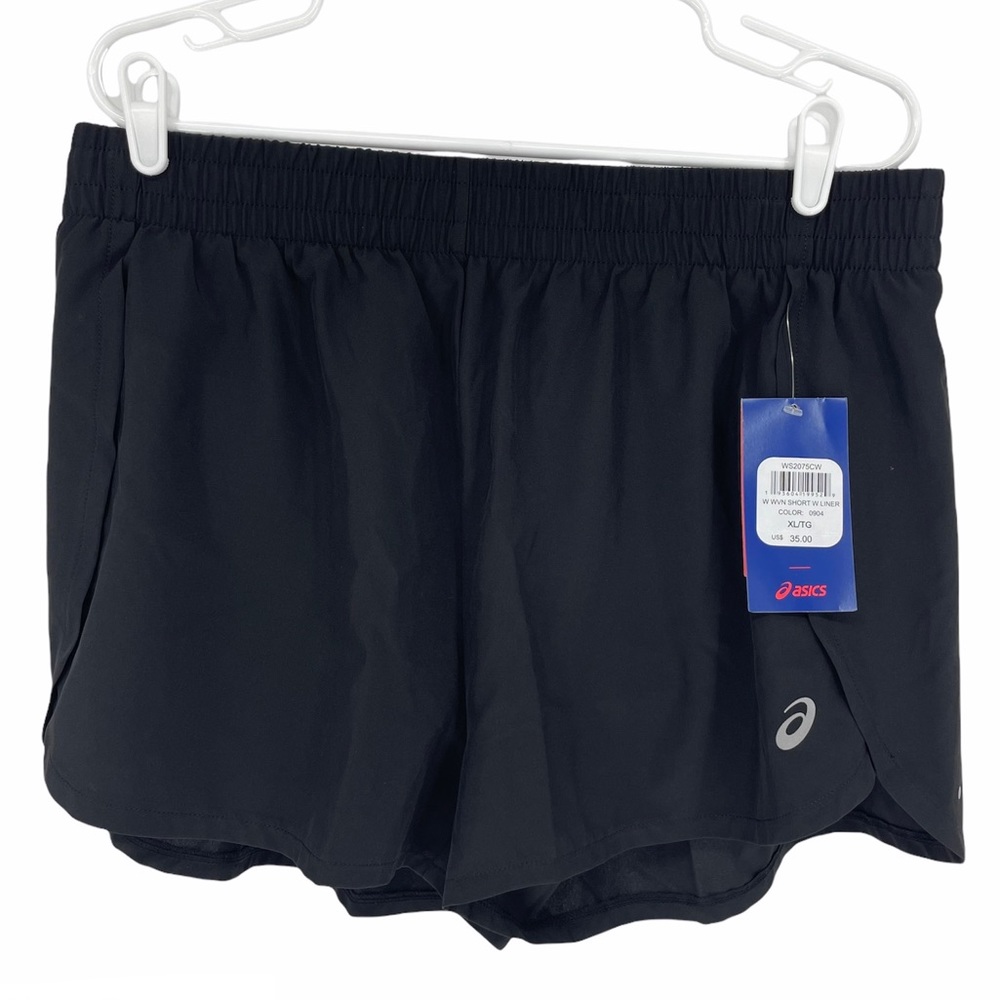 ASICS NWT WOVEN BLACK ATHLETIC SHORTS LINER XL